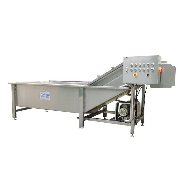 Máy rửa củ quả công nghiệp băng chuyền sục khí
